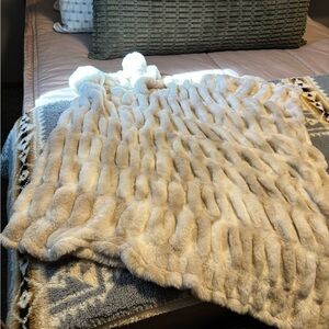 Softest Beige & Cream Faux Fur Poncho